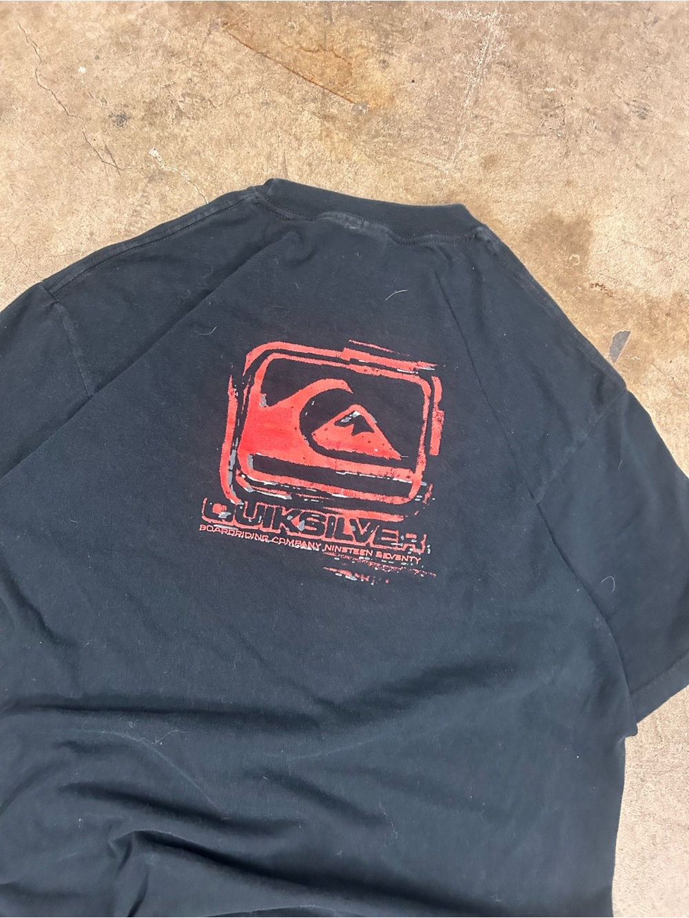 Quiksilver Black Short-Sleeve Tee with Red Logo Print